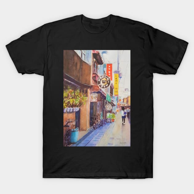 Japanese street scene T-Shirt by sampabhakta